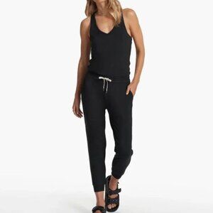 Vuori Black Lux Jumpsuit Racer-Back Elastic Waistband Tank Romper XS